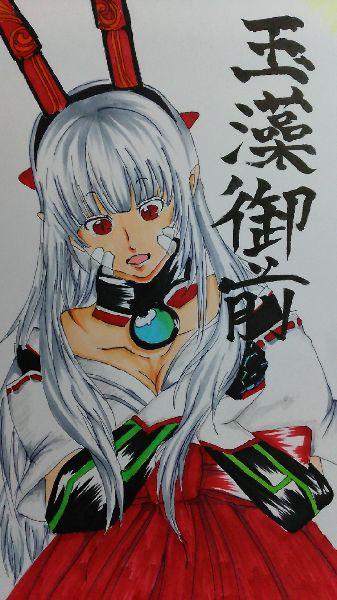 玉藻御前たまちゃんを描いたつもりです(；´_ゝ`)<br />
所々違うのは承知してます。<br />
たまちゃんファンすいません‼