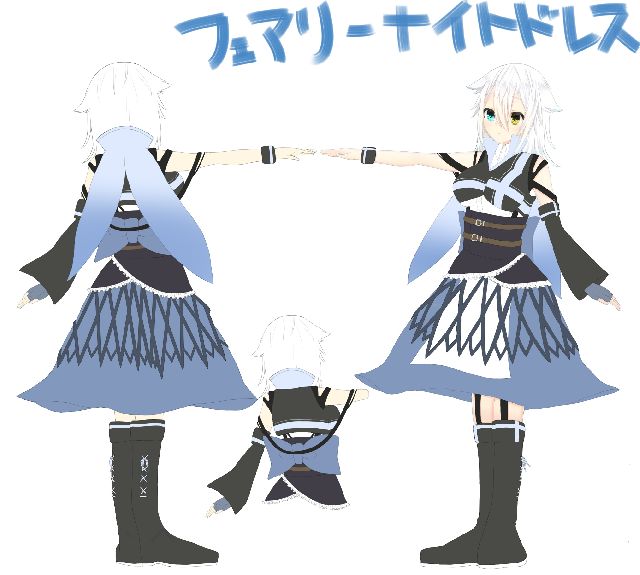 妖精×聖堂騎士をイメージしたドレスです。<br />
・服の色は染色で変更可能<br />
・妖精の羽は動くとひらひら動く。羽からは妖精の鱗粉が舞うようなエフェクト。