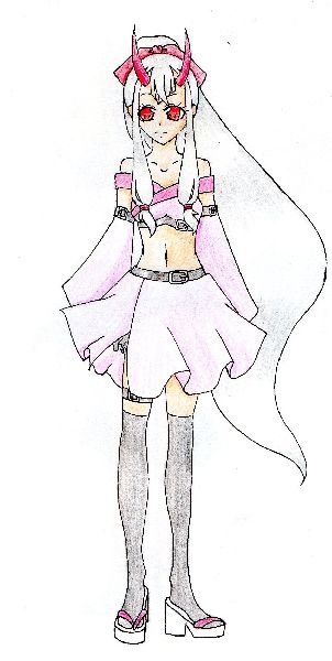 女の子のアバターにも鬼の角が欲しいっ！と思ってデザインしました！<br />
<br />
着物はベルトで締めつつスカートはふんわりとしたイメージになるようにしました。<br />
色のイメージとしては、<br />
着物は白に限りなく近いピンク<br />
ベルト＆靴下は黒<br />
着物の衿と下駄の鼻緒は赤っぽい色です。<br />
髪は白<br />
鬼の角は深紅<br />
リボンと触覚を結んでいる紐は赤<br />
角の方が少し暗い色のイメージです。<br />
<br />
緑枠は全体的に青と山吹色のイメージです。<br />
着物は濃紺<br />
ベルト＆靴下は白<br />
衿と鼻緒は山吹色です。<br />
髪は黒<br />
角は濃紺<br />
リボンと紐は白です。<br />
